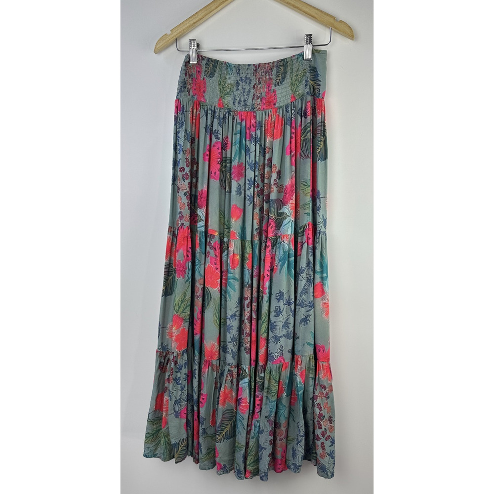 Natural Life Hanna Convertible Maxi Skirt Floral Tropical Smocked Size Medium - Picture 13 of 15
